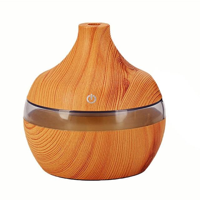 EJOAI 300ml USB Wood Grain Essential Oil Aroma Diffuser Electric Aromatherapy Mist Maker with 7 Color LED Lights for Home Office